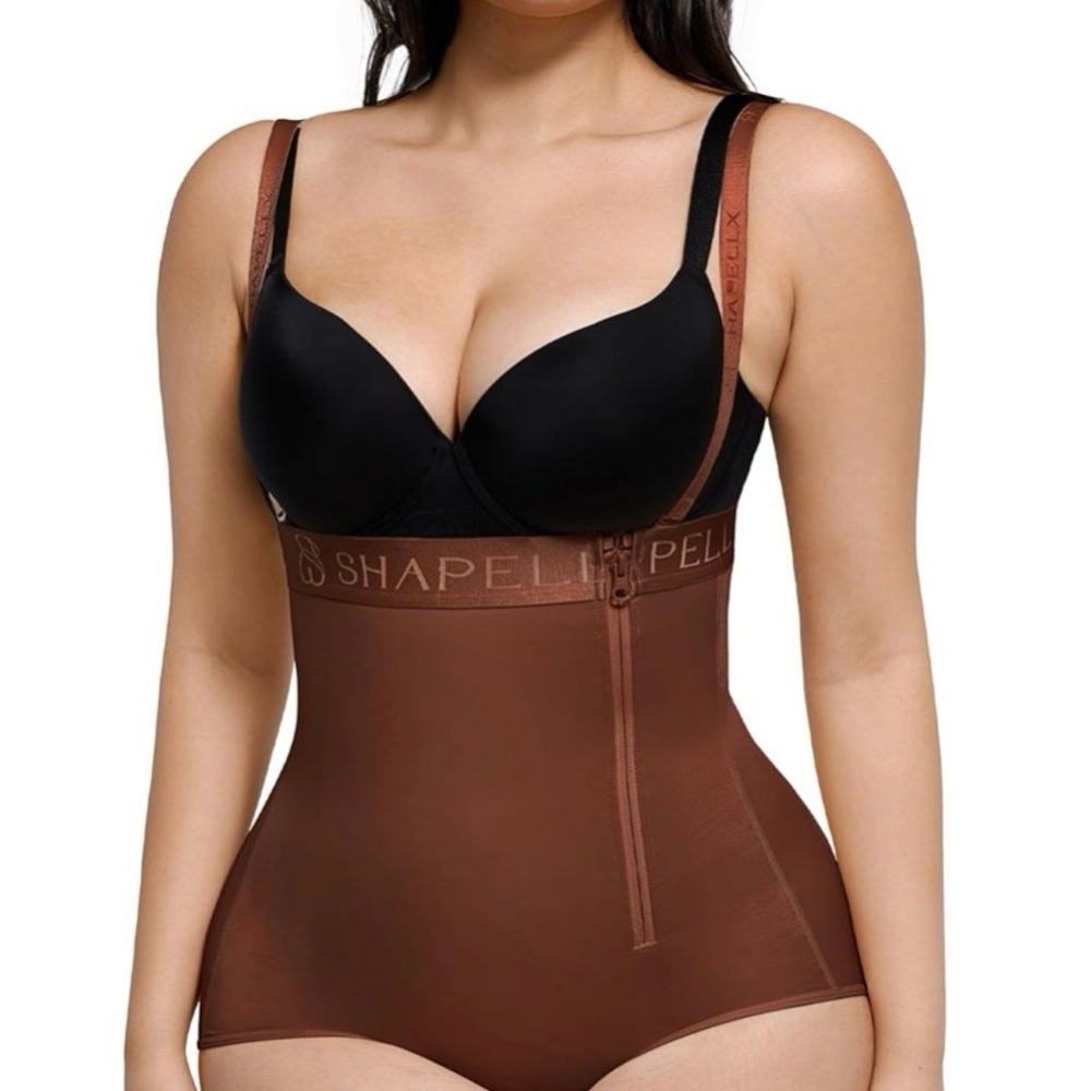 Shapellx Shapewear Body Shaper Waist Trainer Brown Size: 4 XL